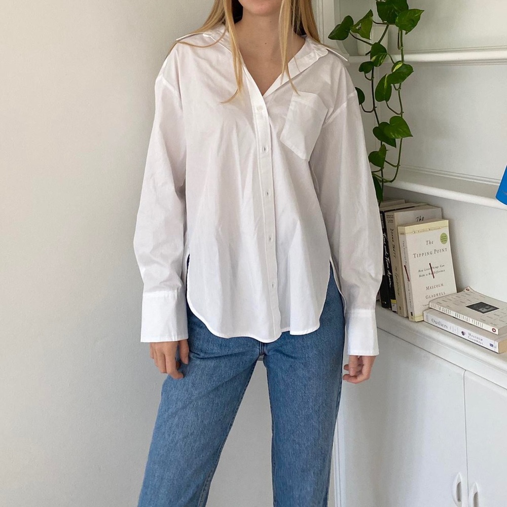 Zara white button down shirt